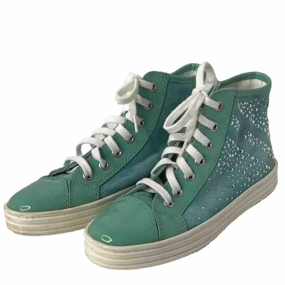 Hogan Rebel Sequins Flat Leather Lining Sz 31 US 13.5 Retail $413‎ Made In Italy